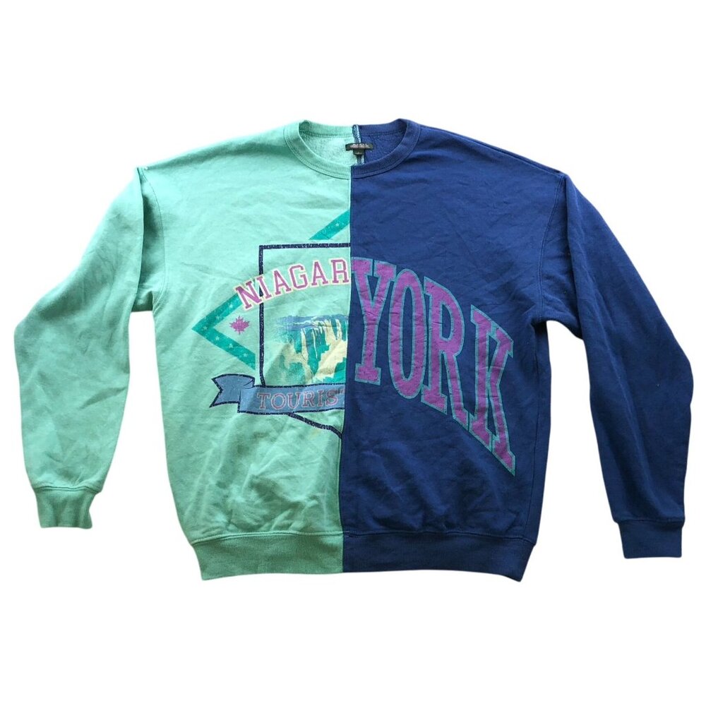 Wild Fable Women's Sweatshirt Small Two-Tone Niagara & New York Pullover Fleece